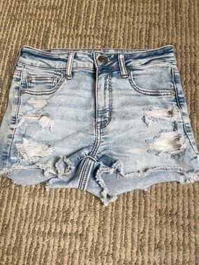 American Eagle Outfitters Light Blue Distressed Denim Shorts